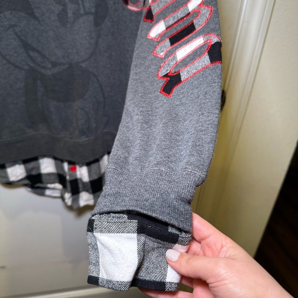 Like New Disneyland Mickey Mouse Buffalo Plaid Unisex Embroidered Sweater - Picture 6 of 13